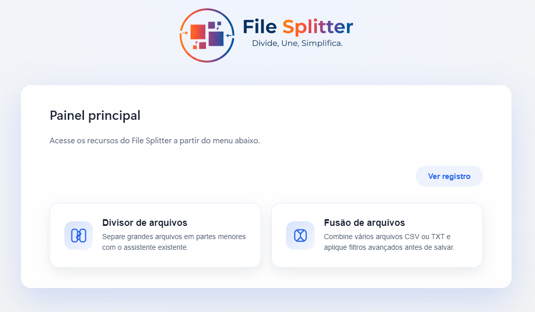 Tela 1 do File Splitter