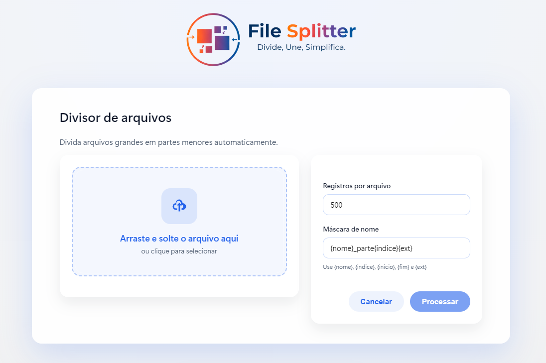 Tela 2 do File Splitter