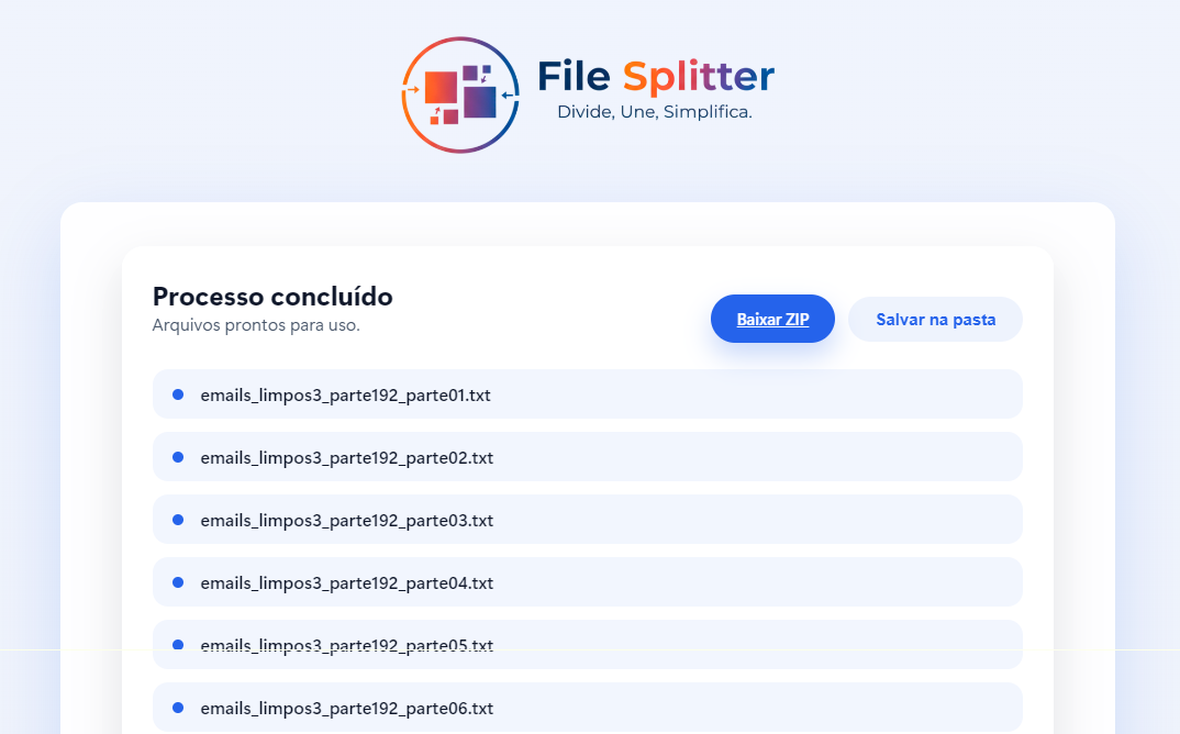 Tela 3 do File Splitter